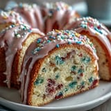 Whimsical spring cake with pastel buttercream, rainbow sprinkles, and dreamy frosting swirls.  
