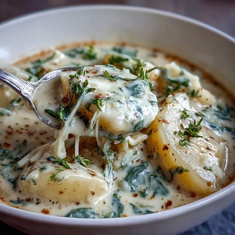 Creamy potato leek soup with a smooth, pale green texture and fresh chives on top.