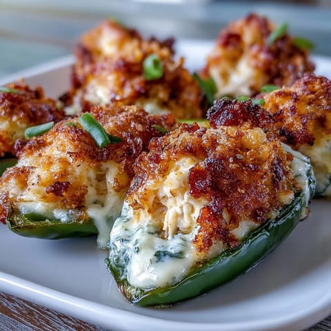 Golden-baked Cajun Crab Poppers stuffed with creamy crabmeat and cheese on a rustic plate.