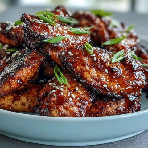 Sticky Coca Cola Chicken Wings simmer in a rich, glossy sauce in a skillet, surrounded by steam.