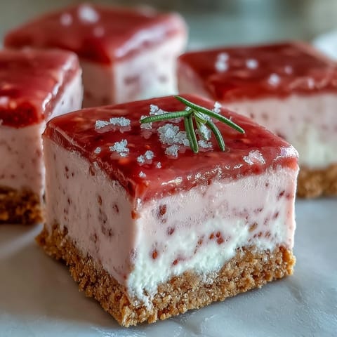 A slice of No-Bake Strawberry Fudge Squares showcases its creamy pink fudge topping and crunchy graham cracker crust.