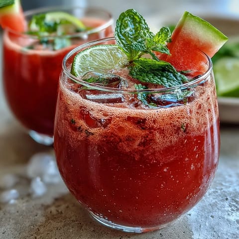 Refreshing Watermelon Lime Sparkling Punch with diced fruit, mint, and bubbles—perfect for easy, crowd-pleasing summer entertaining.  