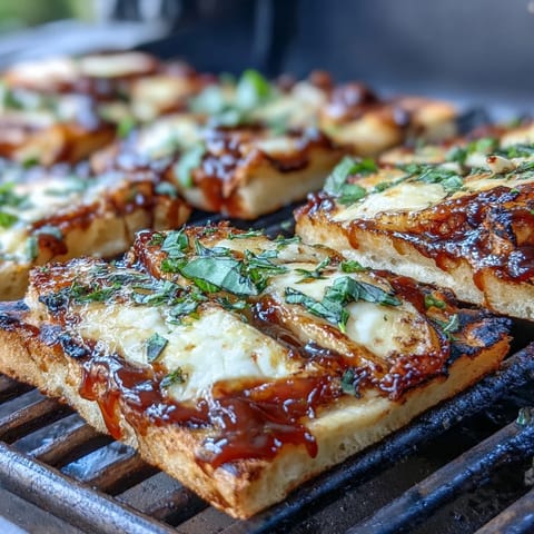 BBQ Peach Brie Flatbread Grill
