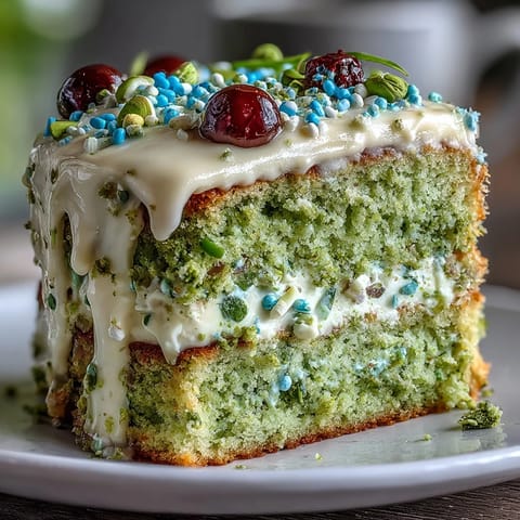 Vibrant mini matcha birthday cake with creamy vanilla frosting, perfect for brunch celebrations and smashing fun.