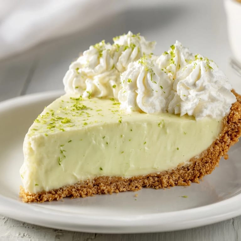 This Key Lime Pie shows off a perfectly baked, golden graham cracker crust, ready to enjoy.