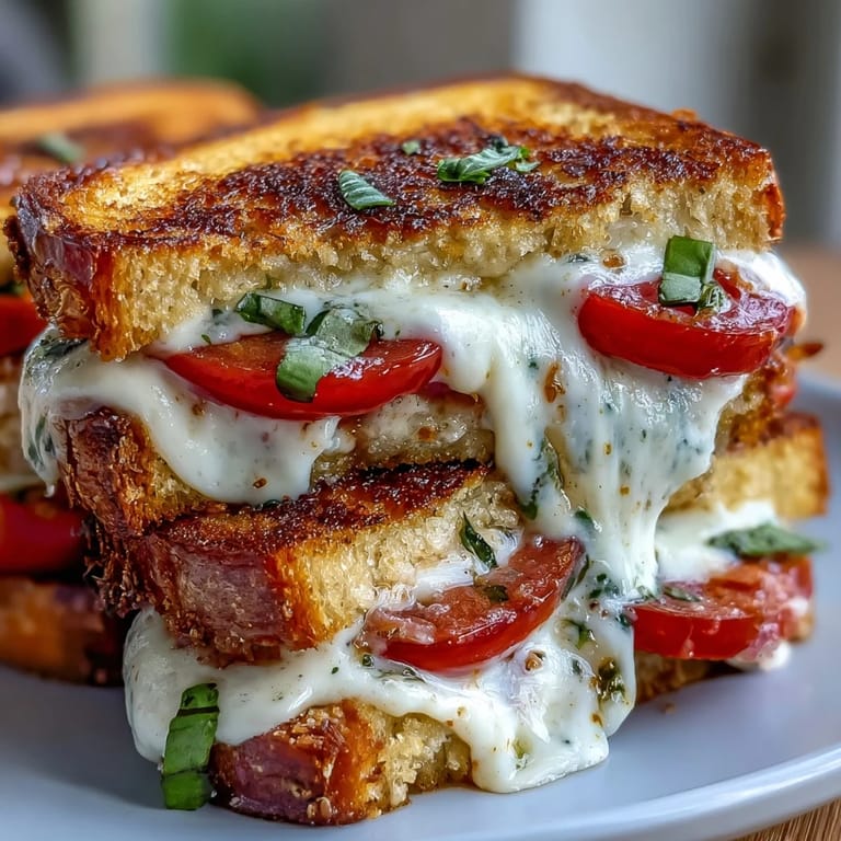 Crispy, cheesy Caprese Grilled Cheese Dippers with basil and a dipping sauce.