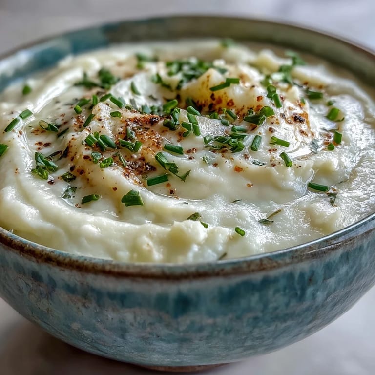 Potato Leek Soup with a smooth, velvety texture and a swirl of cream, served hot in a rustic bowl.