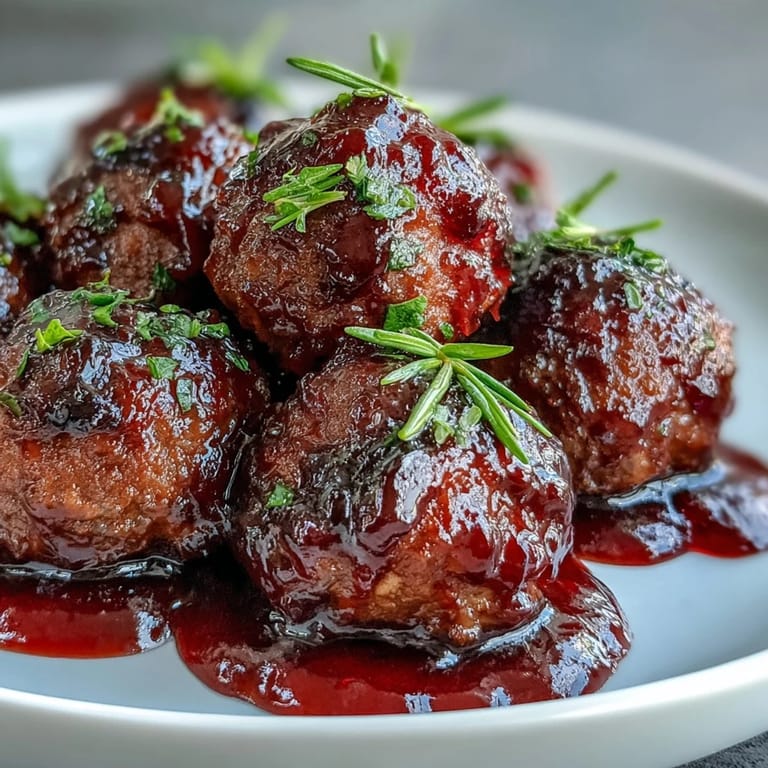 Hearty grape jelly and chili sauce meatballs piled high, ideal as sliders or over noodles.