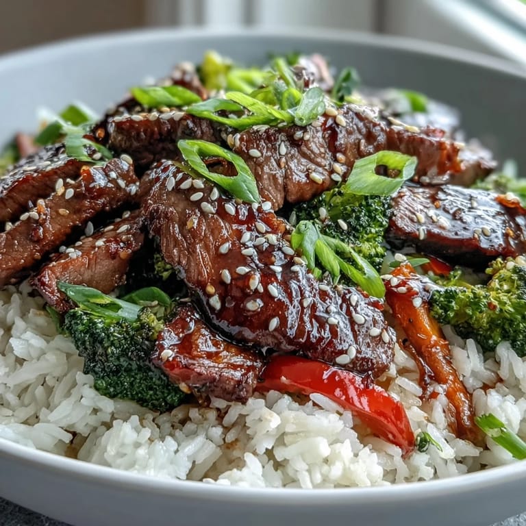 Tender beef and crisp vegetables swim in glossy teriyaki sauce over steamed rice in this Teriyaki Beef Bowl.