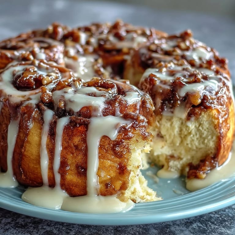 Fluffy pancake casserole layered with cinnamon swirl, baked to perfection, and topped with smooth cream cheese glaze for a sweet breakfast treat.