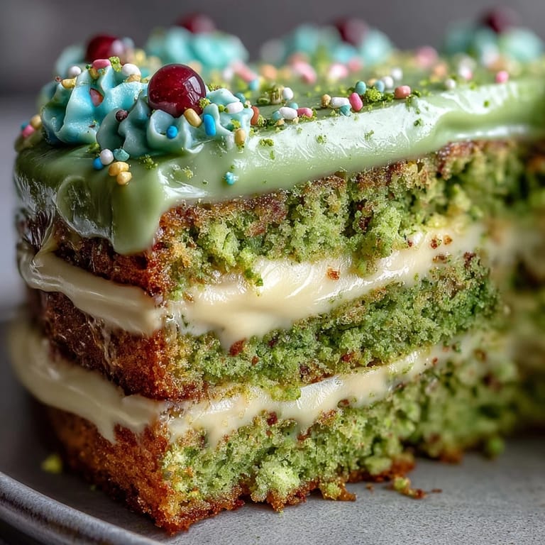 Elegant layered mini matcha cake with soft vanilla frosting, ideal for a festive brunch or special occasion.
