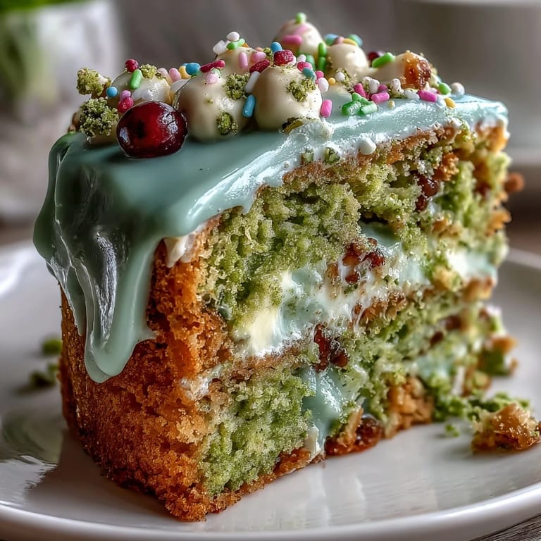 Fluffy matcha sponge cake with smooth vanilla frosting, designed for a playful brunch smash cake experience.