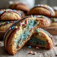 Pastel swirl birthday cookies with soft buttery texture and colorful marbled design.